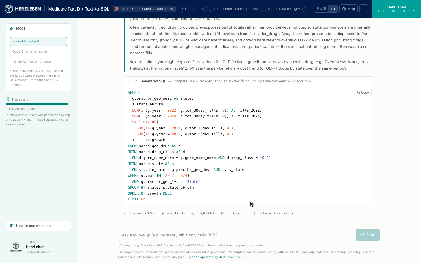 生成された SQL を展開したところ