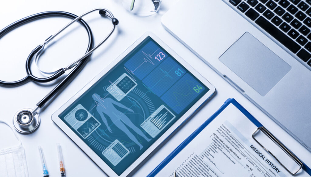 vital sign monitor in tablet PC, medical technology concept