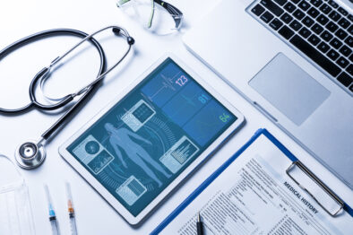 vital sign monitor in tablet PC, medical technology concept