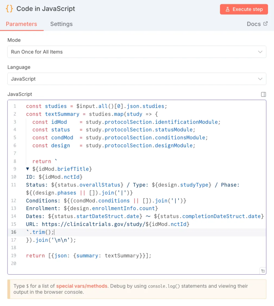 Code in JavaScriptノード